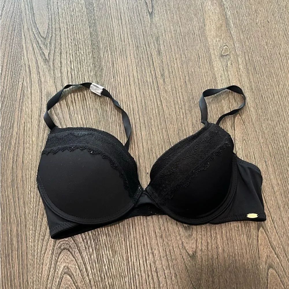 Jessica Simpson Black Lace Adjustable Padded T-Shirt Bra Size 34C